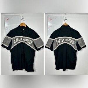 Harley-Davidson Black and Gray Logo Panel Short Sleeve Shirt